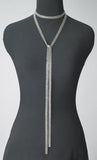 chain mail lariat necklace, stainless steel, example on how to wear it