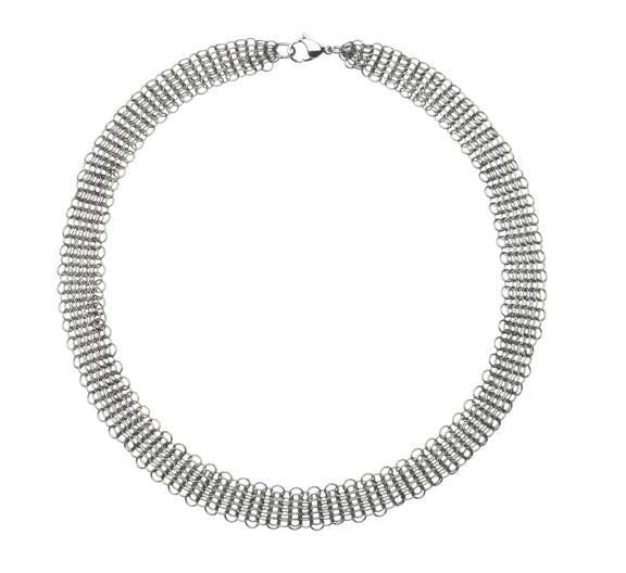 chain mail necklace, stainless steel with clasp.