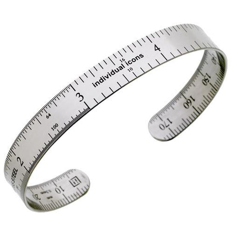 Men's ruler bracelet- inches- stainless steel, 3/8" x 7".