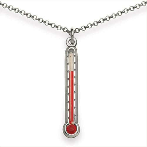 Thermometer necklace, sterling silver, 18" chain