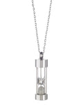 hourglass necklace in stainless steel with white diamond dust