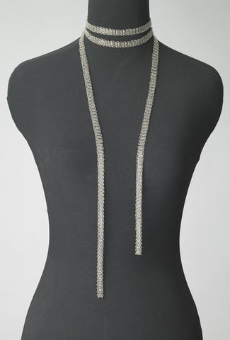 chain mail lariat necklace, stainless steel example of wrap and wear!