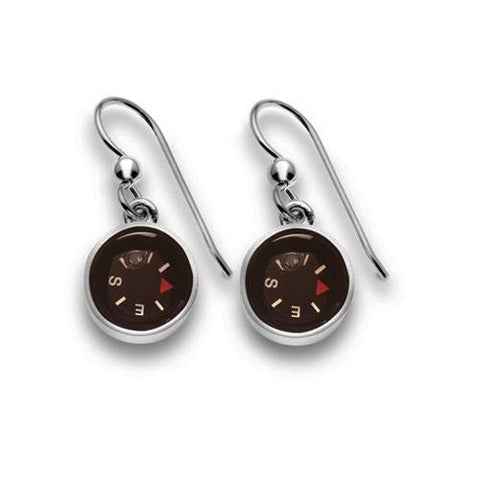 Compass earrings, sterling silver and functional compasses.