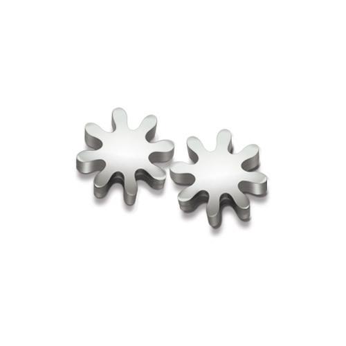 Gear post earrings- cross-section of a small gear made into sterling silver earrings.