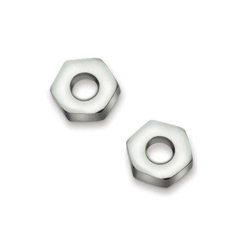 Hex Head Earrings- small sterling silver bolts for your ears.