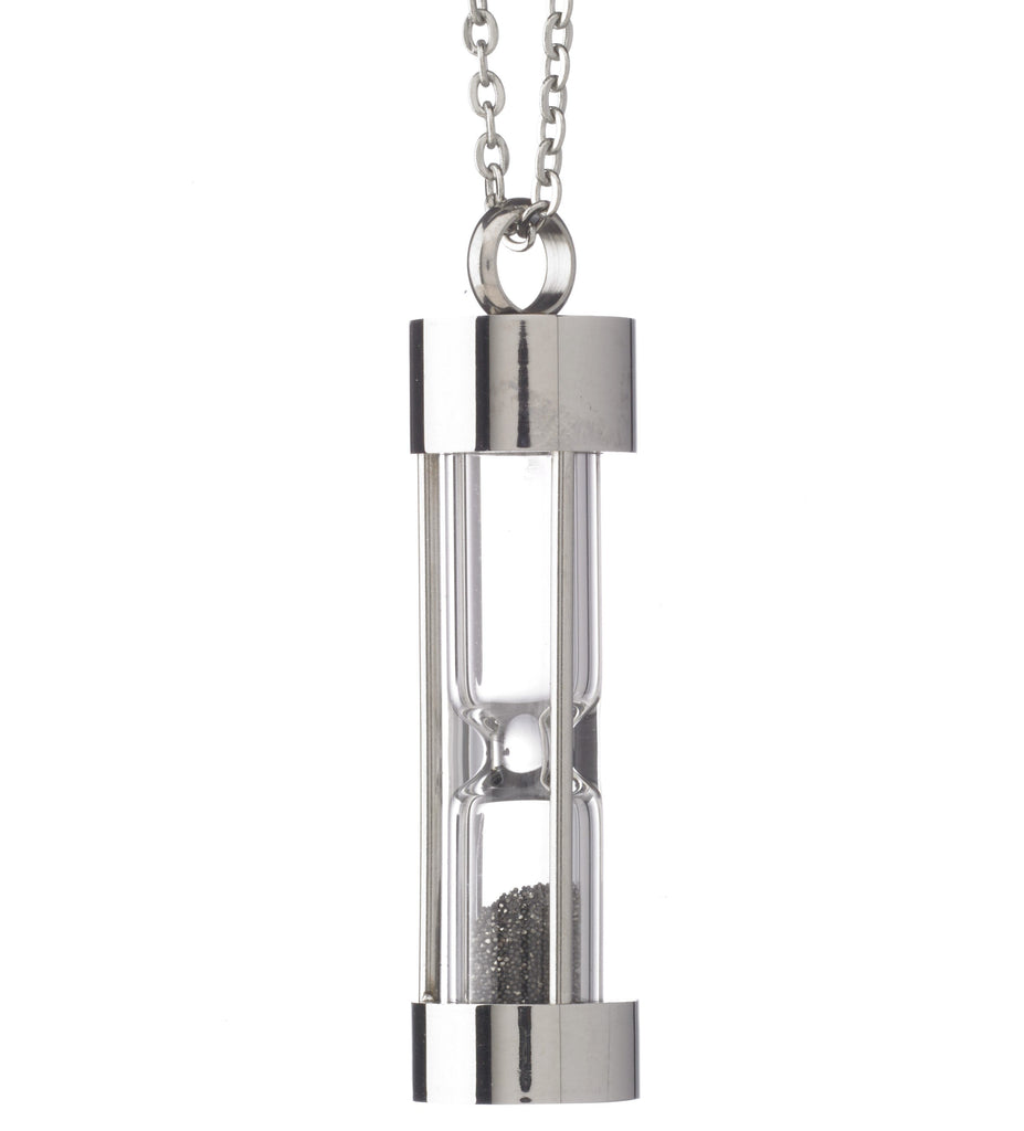 Hourglass Pewter Stainless Steel Cremation Jewelry - Overnight Urns, LLC