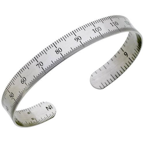 Ruler Bracelet, Metric, for men. 1 Cm wide in high grade stainless steel.